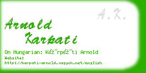 arnold karpati business card